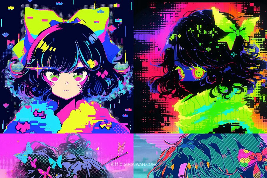 343款AI人工智能Midjourney生成复古动漫漫画电脑手机壁纸图片/关键词代码咒语素材包 343 Midjourney Prompts for Retro Anime , 第2张-素材湾丨精选海外优质设计素材资源 343款AI人工智能Midjourney生成复古动漫漫画电脑手机壁纸图片/关键词代码咒语素材包 343 Midjourney Prompts for Retro Anime , sucaiwan.com