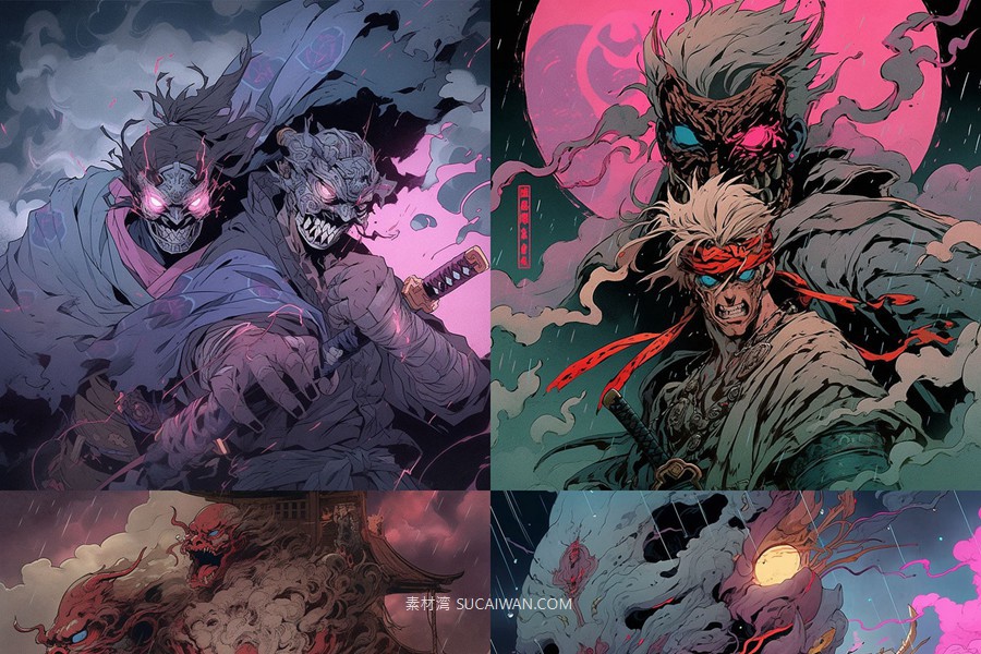 343款AI人工智能Midjourney生成复古动漫漫画电脑手机壁纸图片/关键词代码咒语素材包 343 Midjourney Prompts for Retro Anime , 第3张-素材湾丨精选海外优质设计素材资源 343款AI人工智能Midjourney生成复古动漫漫画电脑手机壁纸图片/关键词代码咒语素材包 343 Midjourney Prompts for Retro Anime , sucaiwan.com