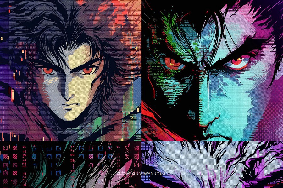 343款AI人工智能Midjourney生成复古动漫漫画电脑手机壁纸图片/关键词代码咒语素材包 343 Midjourney Prompts for Retro Anime , 第9张-素材湾丨精选海外优质设计素材资源 343款AI人工智能Midjourney生成复古动漫漫画电脑手机壁纸图片/关键词代码咒语素材包 343 Midjourney Prompts for Retro Anime , sucaiwan.com