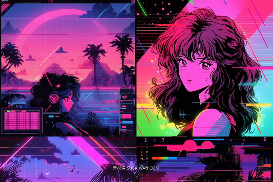 343款AI人工智能Midjourney生成复古动漫漫画电脑手机壁纸图片/关键词代码咒语素材包 343 Midjourney Prompts for Retro Anime , 第14张-素材湾丨精选海外优质设计素材资源 343款AI人工智能Midjourney生成复古动漫漫画电脑手机壁纸图片/关键词代码咒语素材包 343 Midjourney Prompts for Retro Anime , sucaiwan.com