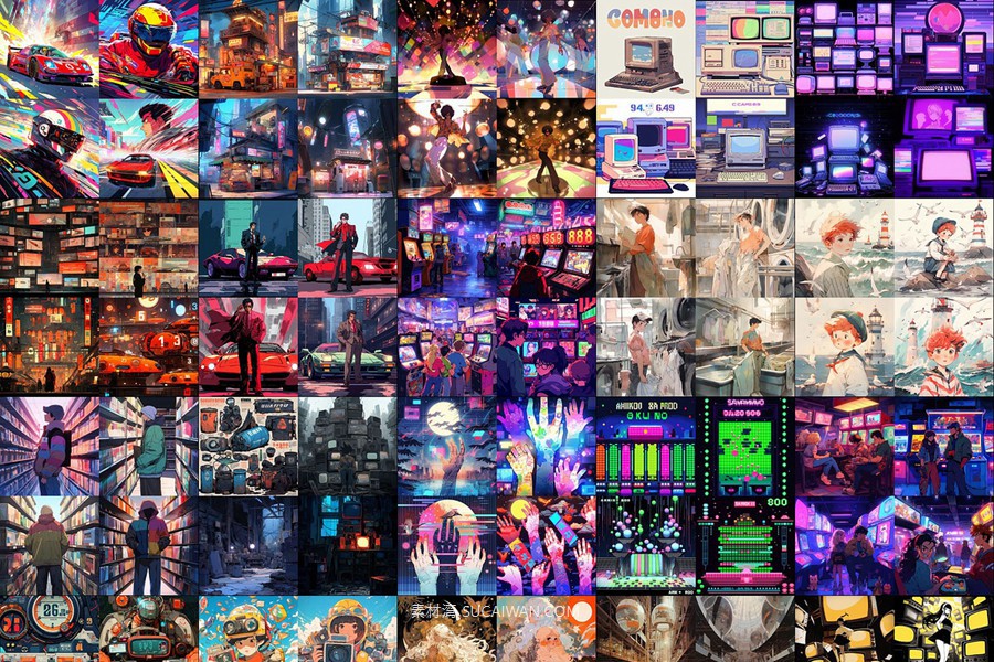 343款AI人工智能Midjourney生成复古动漫漫画电脑手机壁纸图片/关键词代码咒语素材包 343 Midjourney Prompts for Retro Anime , 第17张-素材湾丨精选海外优质设计素材资源 343款AI人工智能Midjourney生成复古动漫漫画电脑手机壁纸图片/关键词代码咒语素材包 343 Midjourney Prompts for Retro Anime , sucaiwan.com