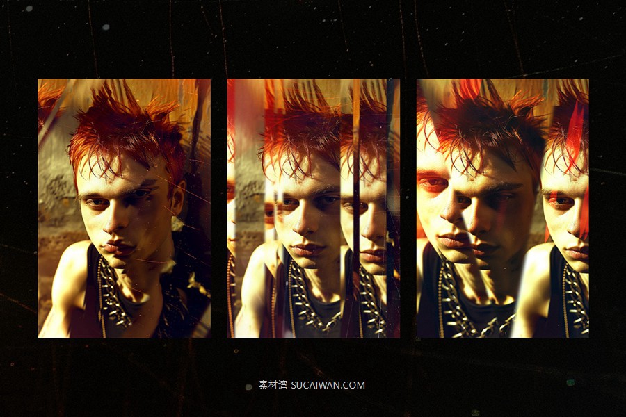 故障扭曲棱镜反射照片效果ps特效滤镜样机 Distorted Mirror Poster Effect , sucaiwan.com