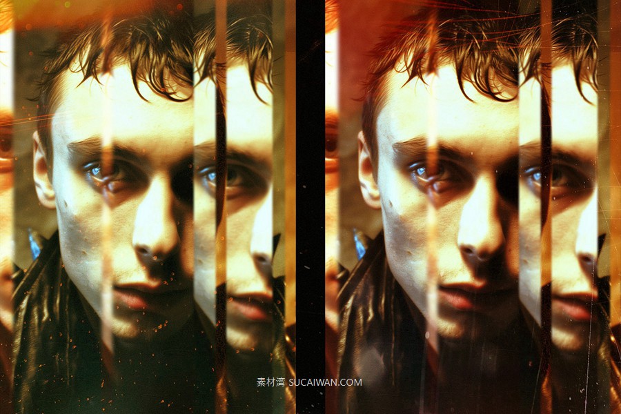 故障扭曲棱镜反射照片效果ps特效滤镜样机 Distorted Mirror Poster Effect , sucaiwan.com