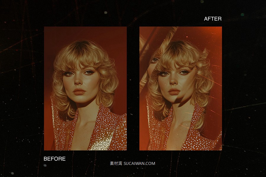 故障扭曲棱镜反射照片效果ps特效滤镜样机 Distorted Mirror Poster Effect , sucaiwan.com