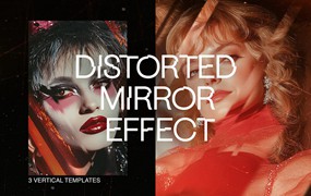 故障扭曲棱镜反射照片效果ps特效滤镜样机 Distorted Mirror Poster Effect