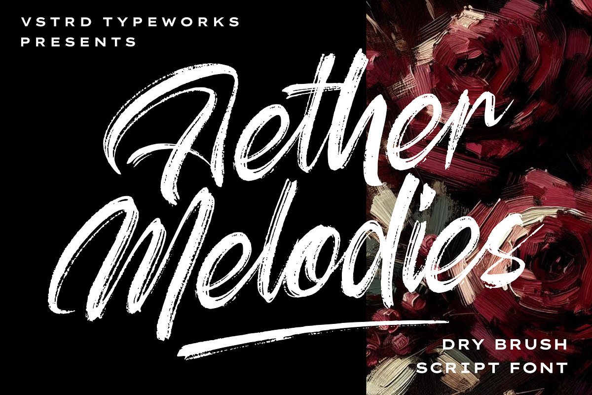 时尚优雅海报服装包装徽标设计笔刷手写英文字体安装包 Aether Melodies – Elegant Dry Brush Font , sucaiwan.com