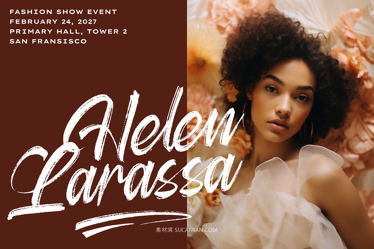 时尚优雅海报服装包装徽标设计笔刷手写英文字体安装包 Aether Melodies – Elegant Dry Brush Font , sucaiwan.com