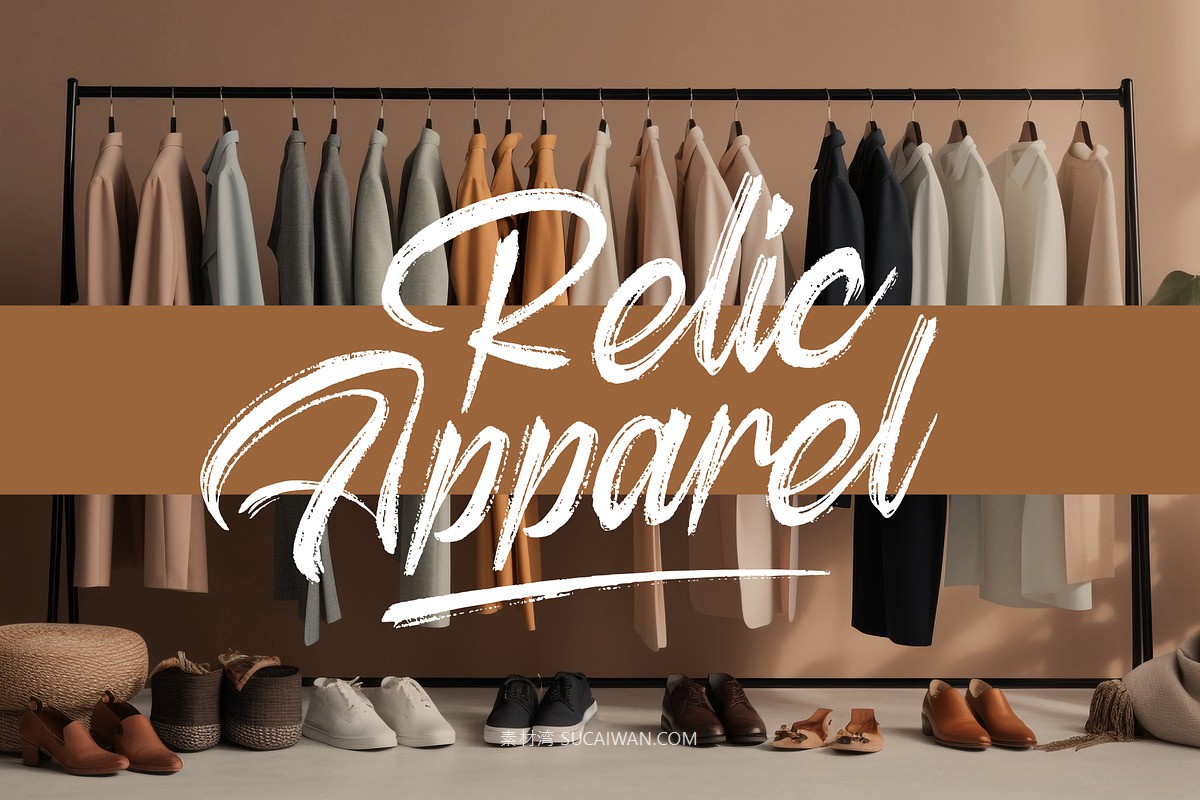 时尚优雅海报服装包装徽标设计笔刷手写英文字体安装包 Aether Melodies – Elegant Dry Brush Font , sucaiwan.com