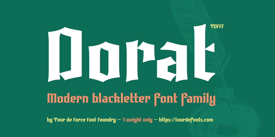 时尚复古哥特式包装网页海报标题徽标logo设计英文字体安装包 Myfonts – Dorat Font , sucaiwan.com