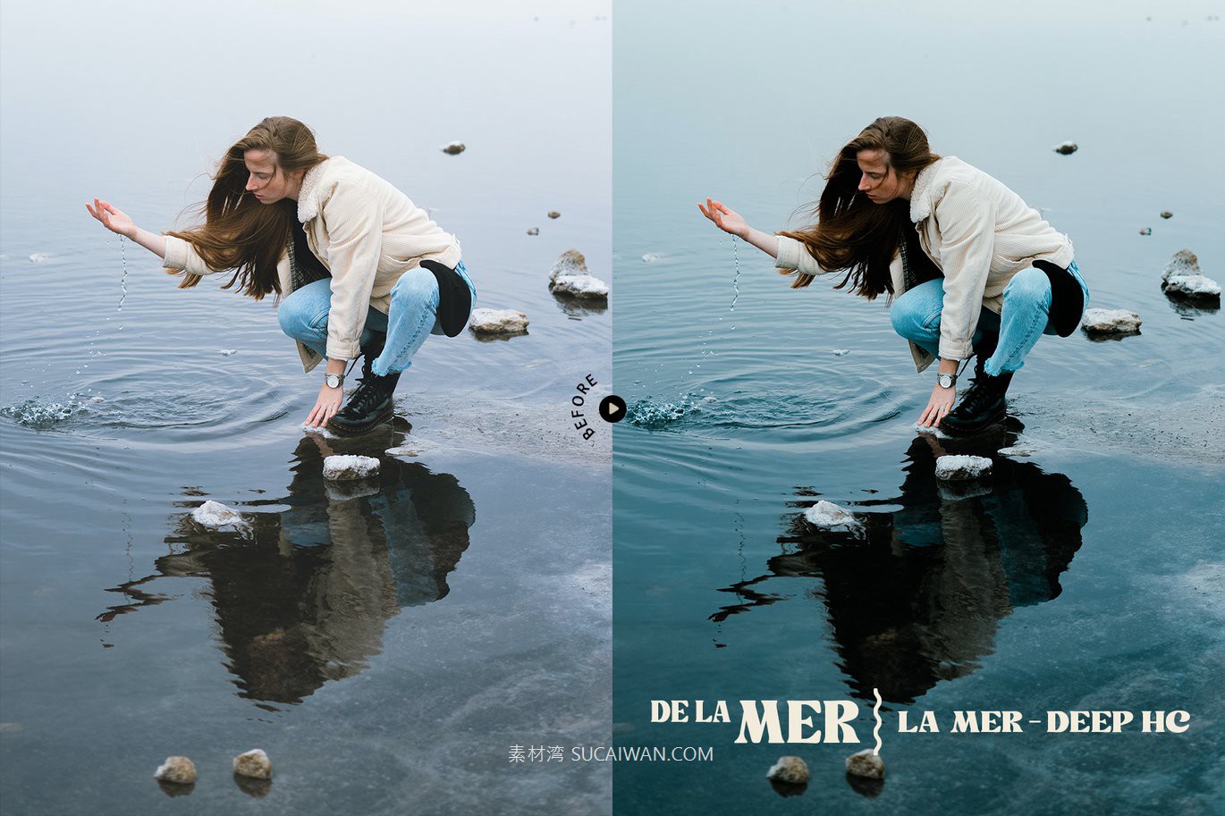 10组时尚复古美学自然冷色调肖像电影照片调色Lightroom预设 De La Mer – Nautical Lightroom Presets , sucaiwan.com