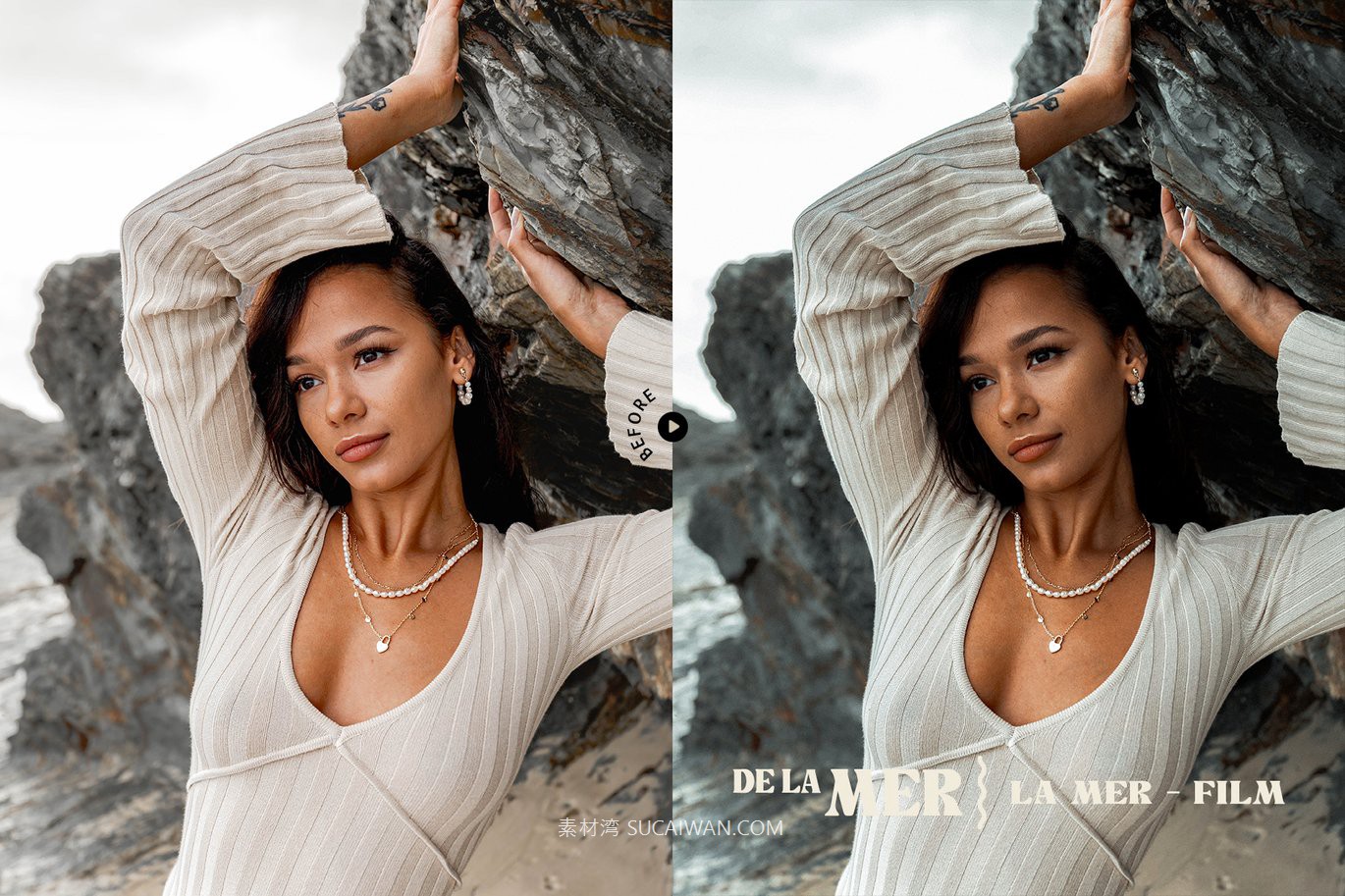 10组时尚复古美学自然冷色调肖像电影照片调色Lightroom预设 De La Mer – Nautical Lightroom Presets , sucaiwan.com
