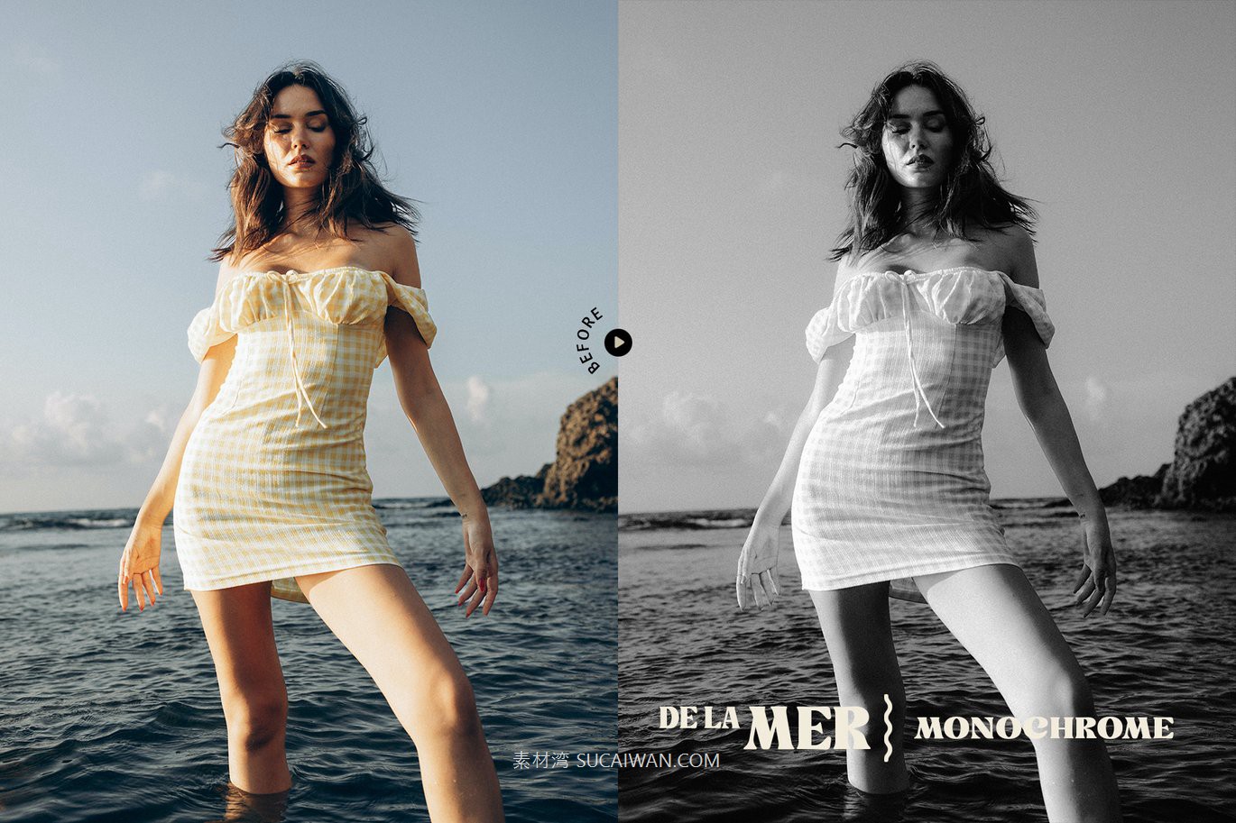 10组时尚复古美学自然冷色调肖像电影照片调色Lightroom预设 De La Mer – Nautical Lightroom Presets , sucaiwan.com