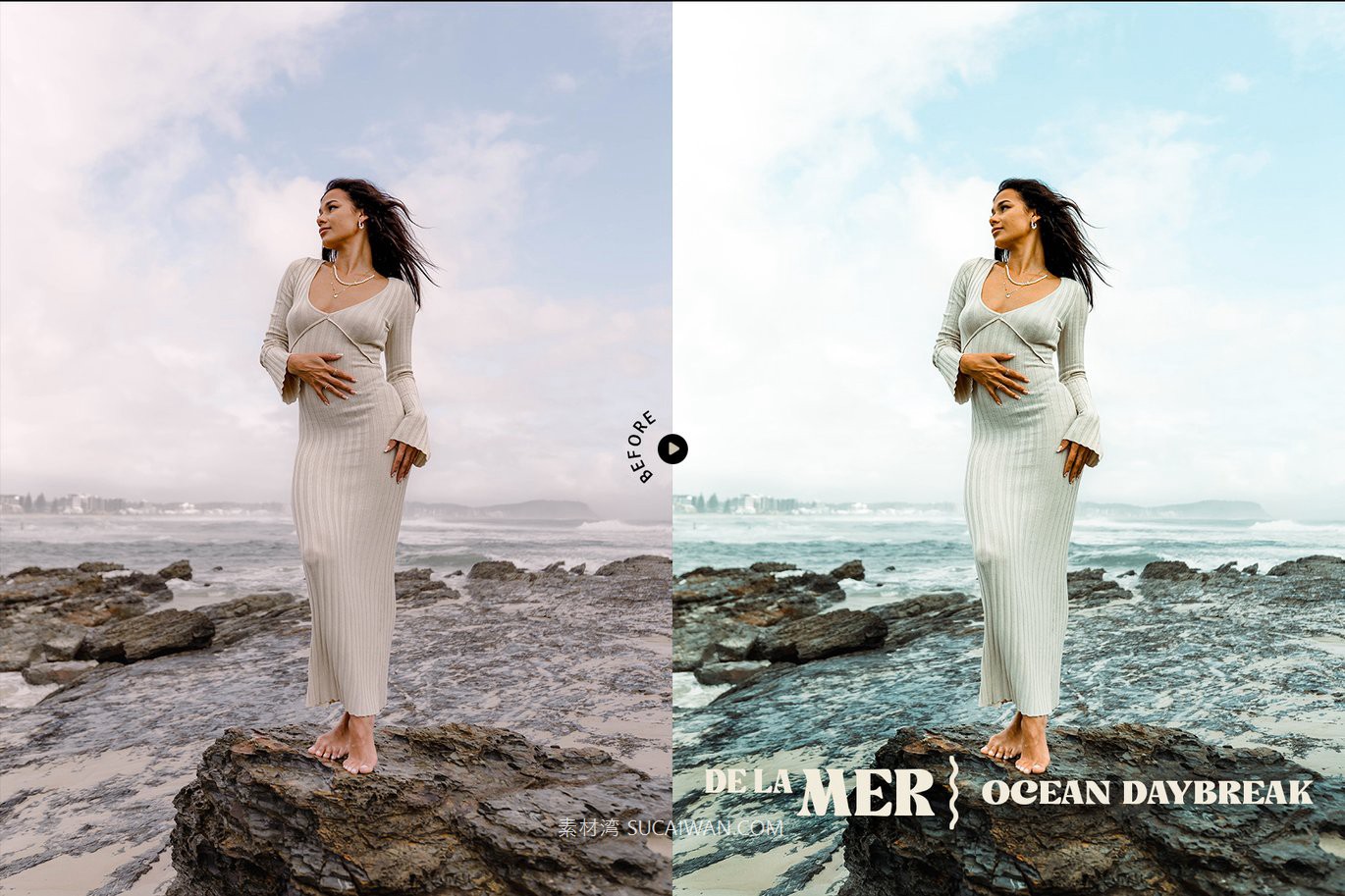 10组时尚复古美学自然冷色调肖像电影照片调色Lightroom预设 De La Mer – Nautical Lightroom Presets , sucaiwan.com