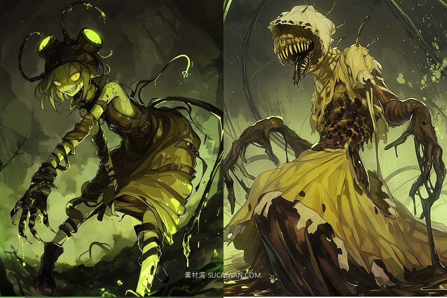 401组Ai人工智能Midjourney生成动漫漫画角色电脑手机壁纸图片/关键词代码咒语素材包 401 Midjourney Prompts for Anime Characters: Vol 3 , sucaiwan.com