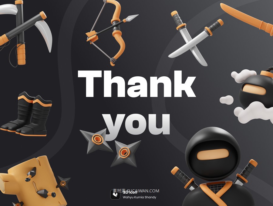18款卡通3D立体日本武士元素武器刀剑飞镖服装图标Icons设计Blender/Psd/Png格式素材 Ninja 3D Icon Pack , 第6张-素材湾丨精选海外优质设计素材资源 18款卡通3D立体日本武士元素武器刀剑飞镖服装图标Icons设计Blender/Psd/Png格式素材 Ninja 3D Icon Pack , sucaiwan.com