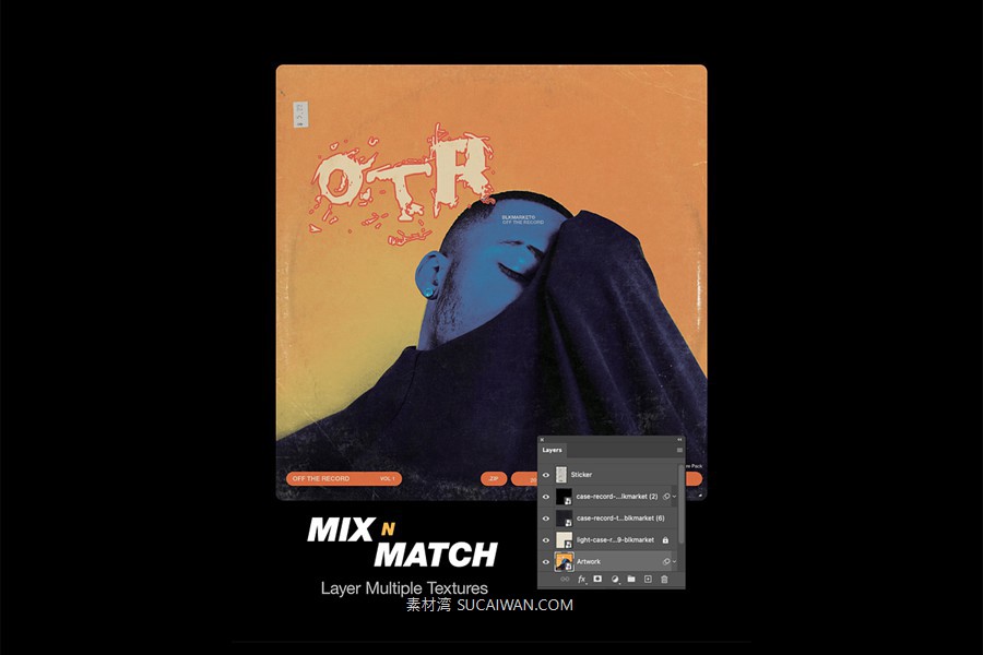 50+款复古做旧嘻哈电音风专辑黑胶唱片封面设计PSD模板+标签贴纸PNG免抠图 Off The Record – Vinyl Textures by BLKMARKET© , 第6张-素材湾丨精选海外优质设计素材资源 50+款复古做旧嘻哈电音风专辑黑胶唱片封面设计PSD模板+标签贴纸PNG免抠图 Off The Record – Vinyl Textures by BLKMARKET© , sucaiwan.com