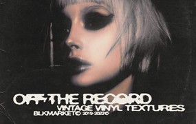 50+款复古做旧嘻哈电音风专辑黑胶唱片封面设计PSD模板+标签贴纸PNG免抠图 Off The Record – Vinyl Textures by BLKMARKET©