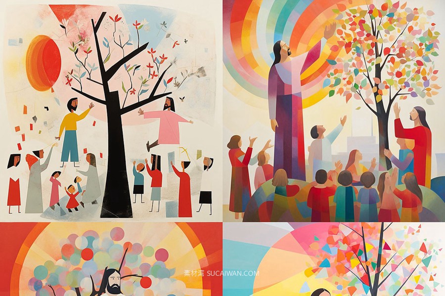 352组Ai智能Midjourney生成基督教元素手机电脑壁纸图片+代码咒语关键词素材 352 Midjourney Prompts for Christianity: Vol2 , sucaiwan.com