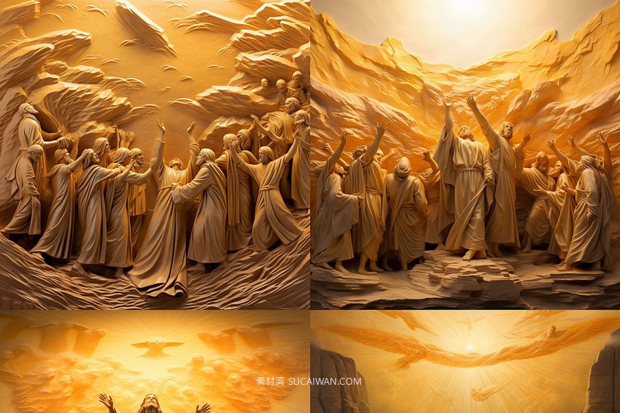 352组Ai智能Midjourney生成基督教元素手机电脑壁纸图片+代码咒语关键词素材 352 Midjourney Prompts for Christianity: Vol2 , sucaiwan.com