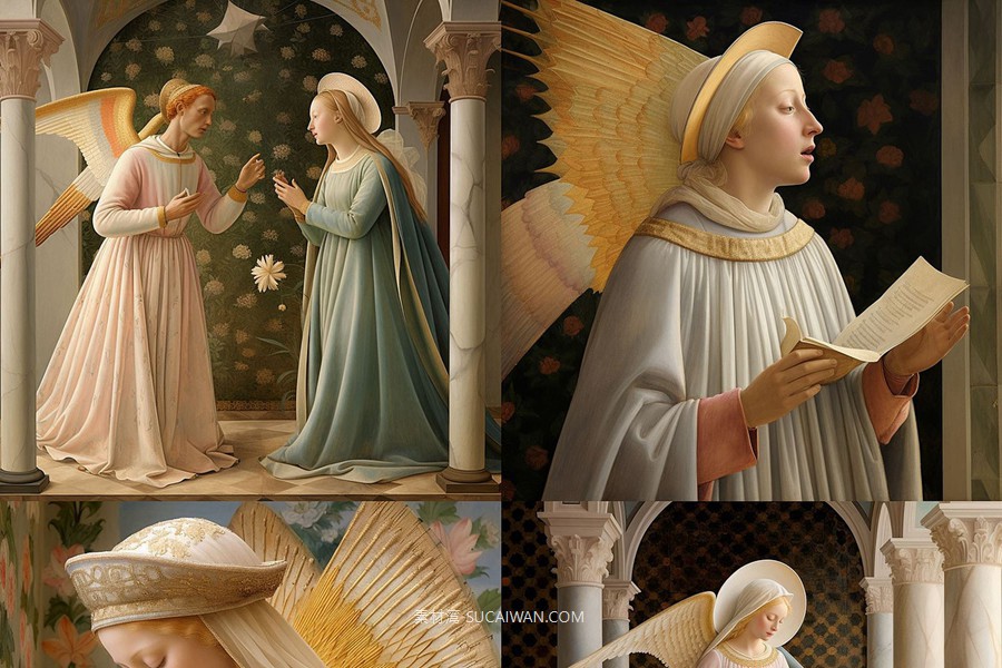 352组Ai智能Midjourney生成基督教元素手机电脑壁纸图片+代码咒语关键词素材 352 Midjourney Prompts for Christianity: Vol2 , sucaiwan.com