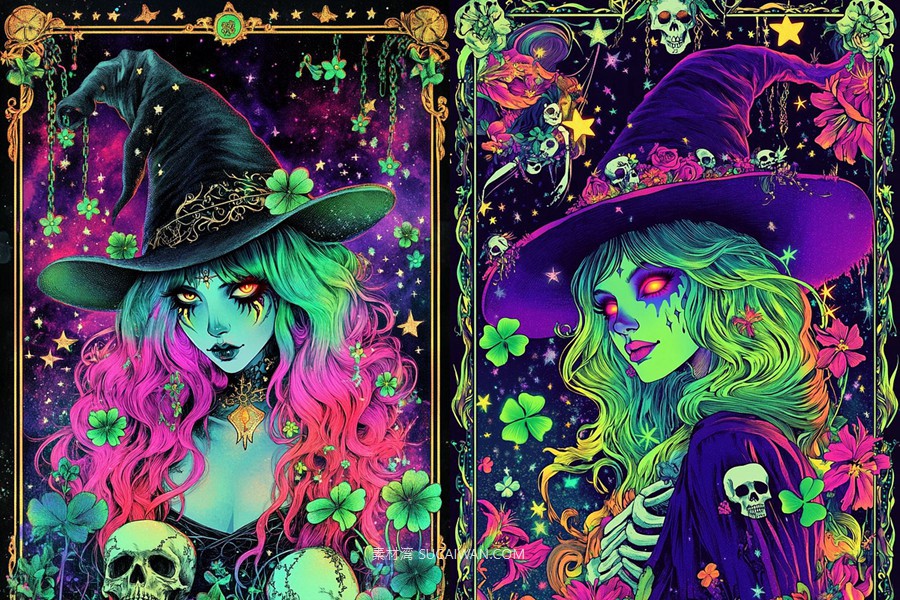 436组Ai智能Midjourney生成塔罗牌卡牌手机电脑壁纸图片+代码咒语关键词素材 436 Ai Art Prompts For Card Art Vol 3 , sucaiwan.com