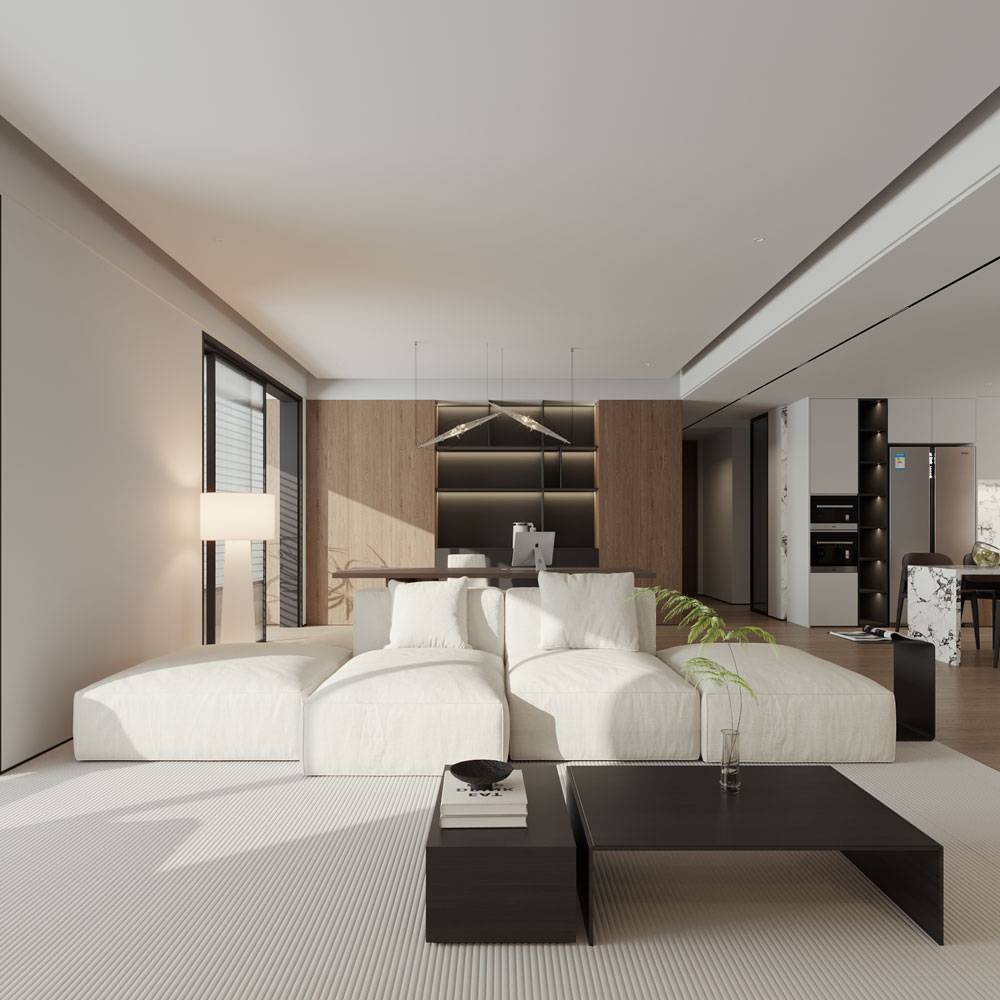 豪宅楼盘别墅室内客厅厨房设计效果图3d Max模型素材 Minimalist living room 8 – 3D Scene , sucaiwan.com