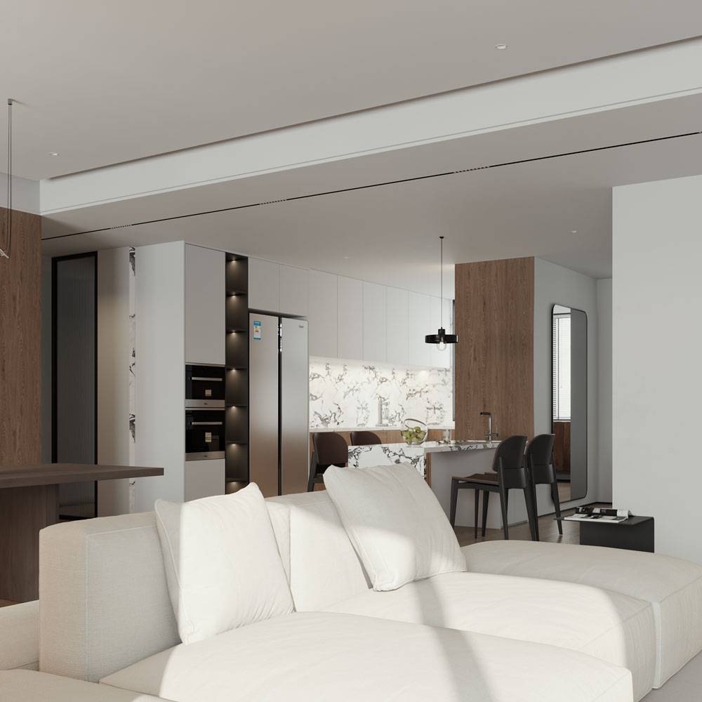豪宅楼盘别墅室内客厅厨房设计效果图3d Max模型素材 Minimalist living room 8 – 3D Scene , sucaiwan.com