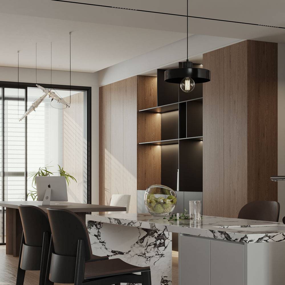 豪宅楼盘别墅室内客厅厨房设计效果图3d Max模型素材 Minimalist living room 8 – 3D Scene , sucaiwan.com