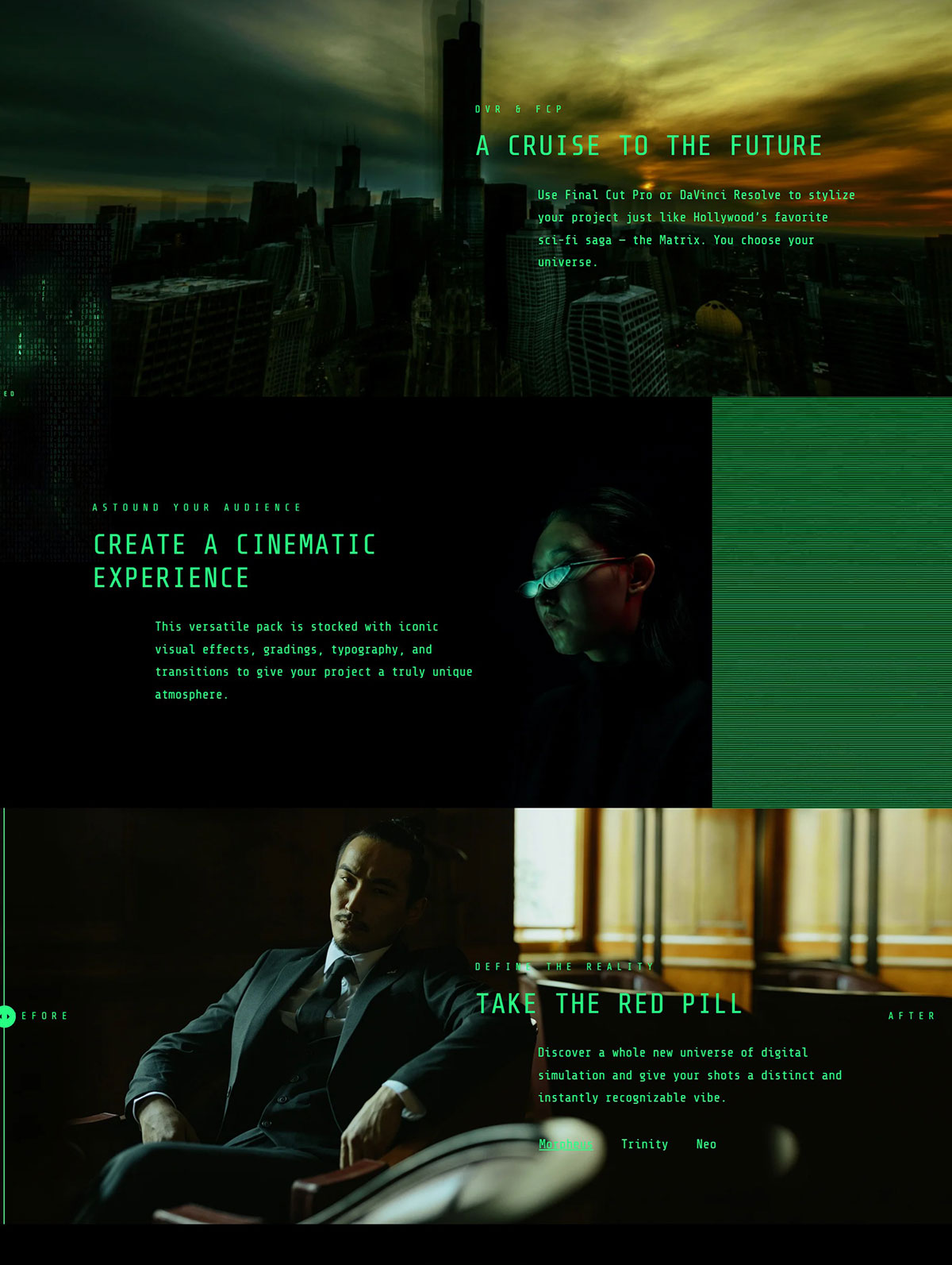 达芬奇/FCPX插件: 科幻电影《黑客帝国》数字代码故障文字标题排版过渡 MotionVFX mMatrix 插件预设 第5张-素材湾丨精选海外优质设计素材资源 达芬奇/FCPX插件: 科幻电影《黑客帝国》数字代码故障文字标题排版过渡 MotionVFX mMatrix 插件预设 sucaiwan.com