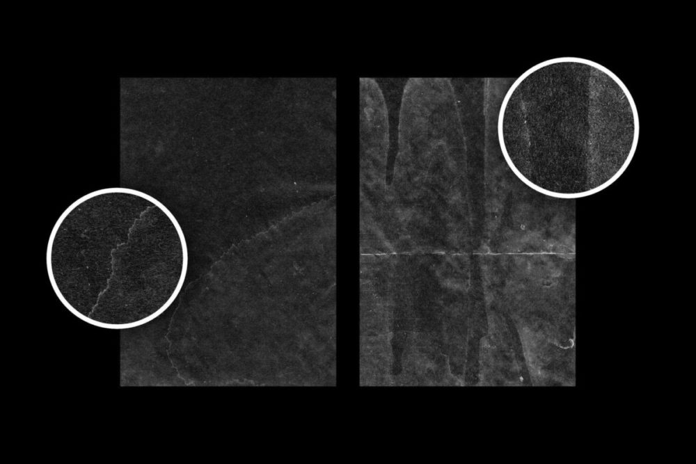 12款黑色褶皱划痕折痕杂点复古美学纸张纹理背景图片设计素材 Authentic Black Paper Overlay Textures , sucaiwan.com