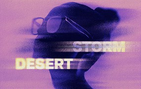 失真模糊riso打印照片效果ps特效滤镜样机 Desert Storm Distortion Effect
