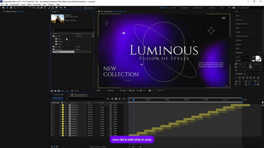 全新现代简约渐变风格标题排版背景3D元素AE模板 Clean Media Presentation , sucaiwan.com