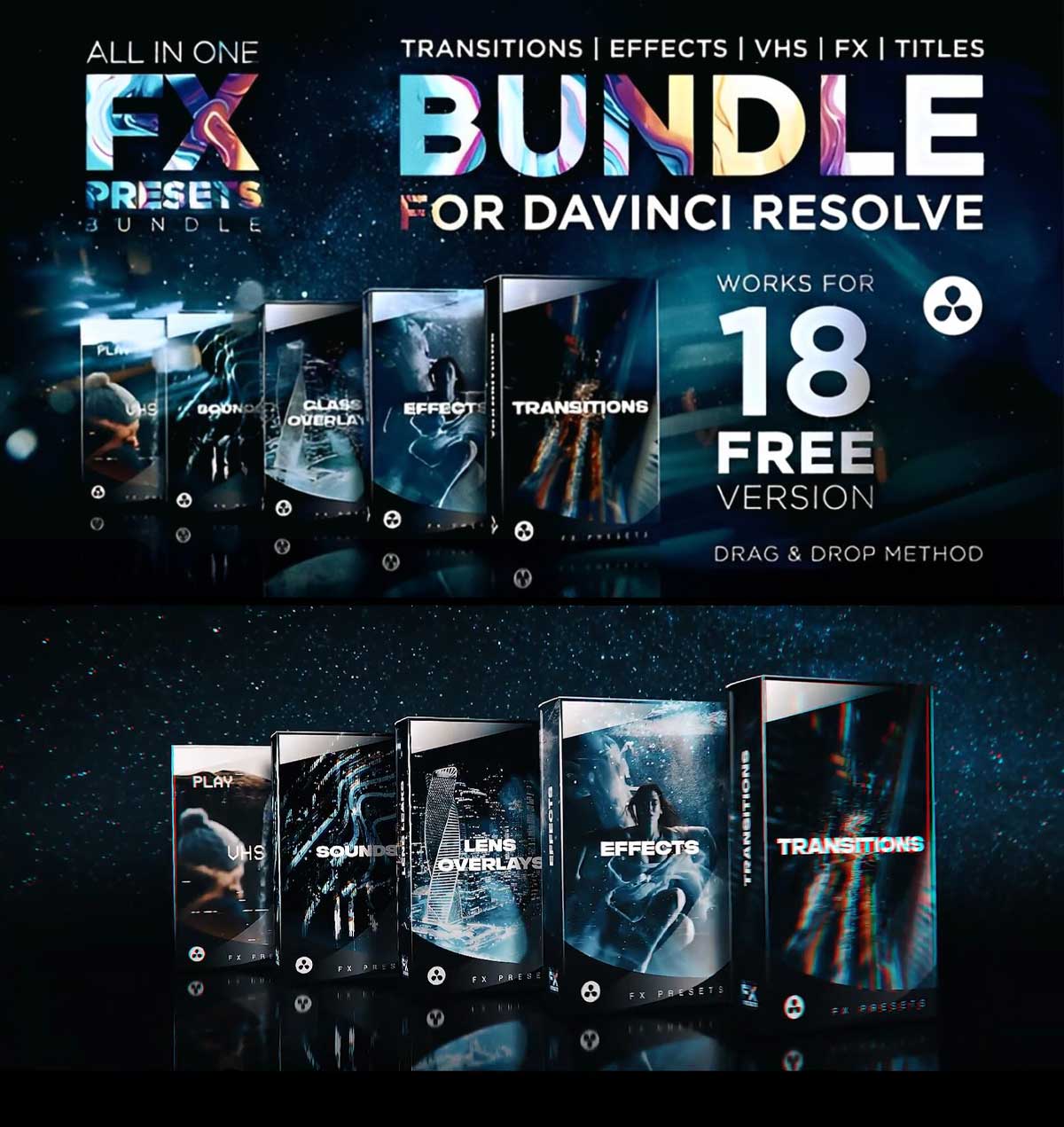达芬奇模板:1000个全能创意电影剪辑转场、效果、标题字幕、叠加、音效素材包 FX Presets Bundle V5 , 第1张-素材湾丨精选海外优质设计素材资源 达芬奇模板:1000个全能创意电影剪辑转场、效果、标题字幕、叠加、音效素材包 FX Presets Bundle V5 , sucaiwan.com
