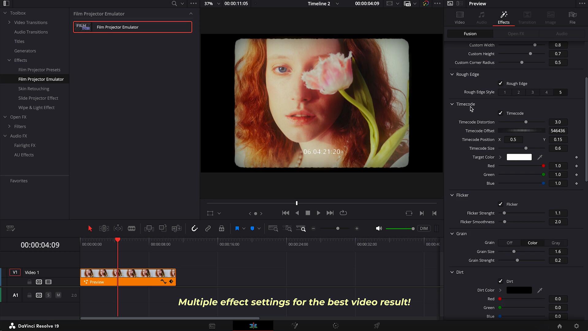 达芬奇预设：复古老式16/35mm胶片电影放映机模拟视觉效果预设 FILM PROJECTOR EMULATOR , sucaiwan.com