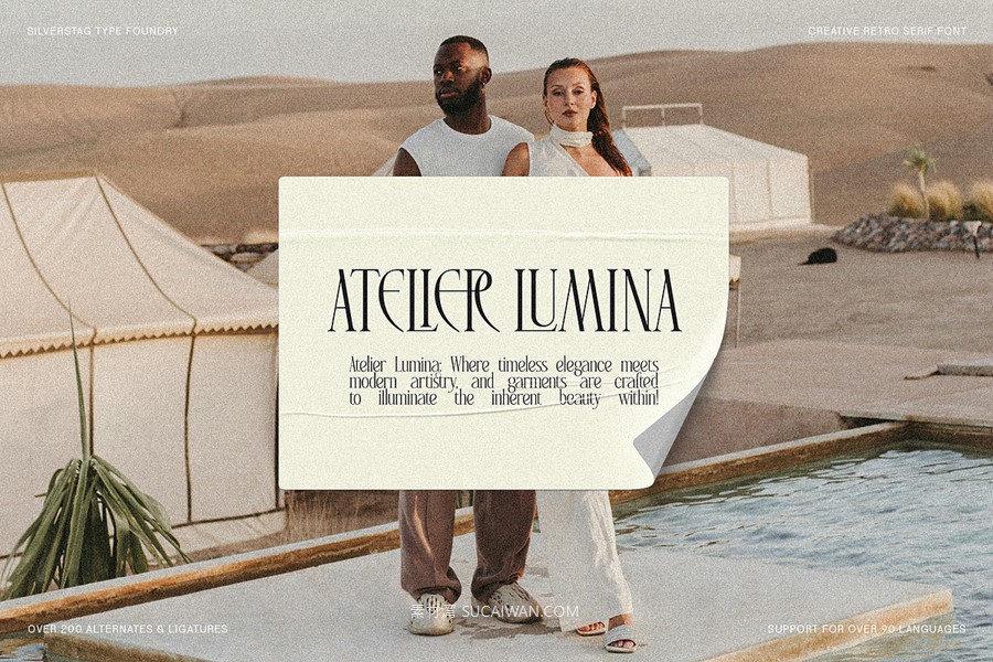 复古风格精致古典美学艺术衬线连字标题logo排版装饰字体 SLTF Rogue Rebellion - Ligature Serif Font , sucaiwan.com