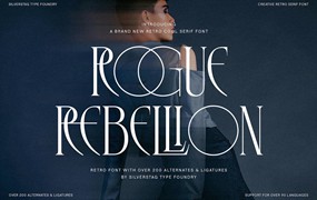 复古风格精致古典美学艺术衬线连字标题logo排版装饰字体 SLTF Rogue Rebellion - Ligature Serif Font