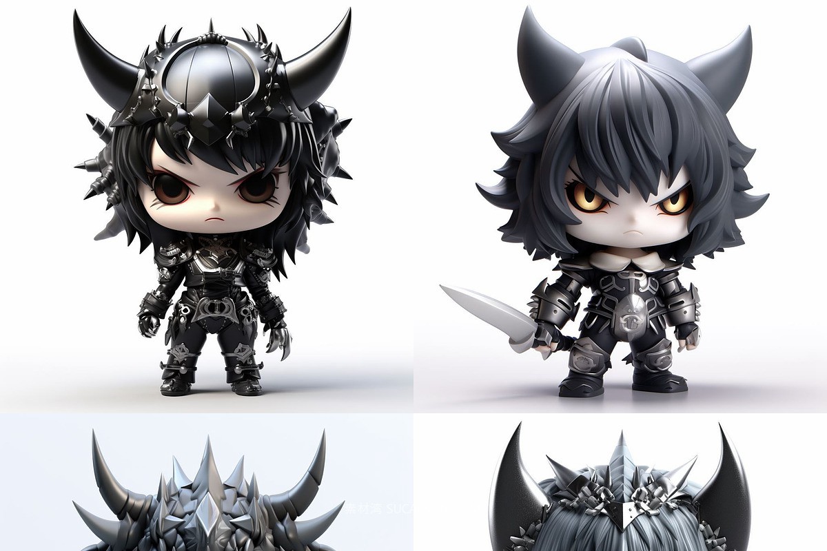 396款Ai智能Midjourney生成可爱卡通小娃娃手机电脑壁纸图片+代码咒语关键词素材 396 Midjourney Prompts for Little Dolls , sucaiwan.com