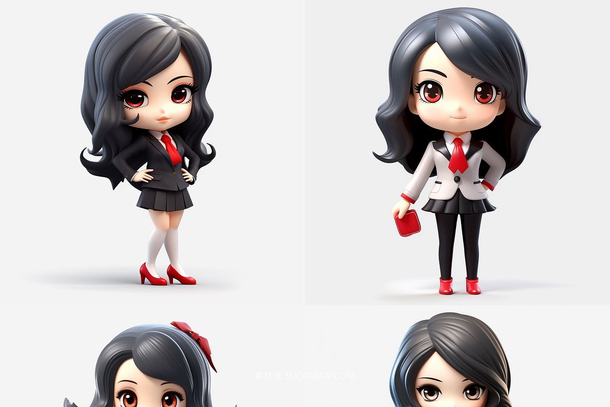 396款Ai智能Midjourney生成可爱卡通小娃娃手机电脑壁纸图片+代码咒语关键词素材 396 Midjourney Prompts for Little Dolls , sucaiwan.com