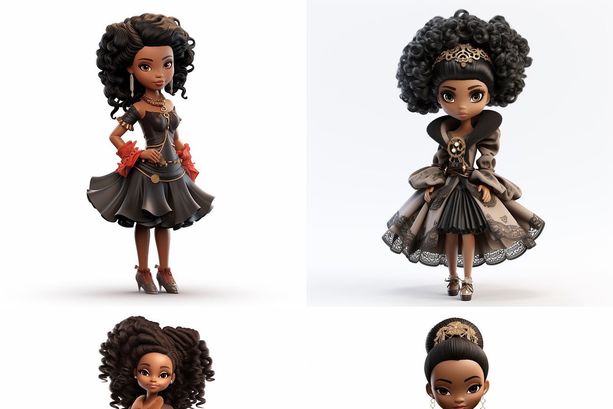 396款Ai智能Midjourney生成可爱卡通小娃娃手机电脑壁纸图片+代码咒语关键词素材 396 Midjourney Prompts for Little Dolls , sucaiwan.com