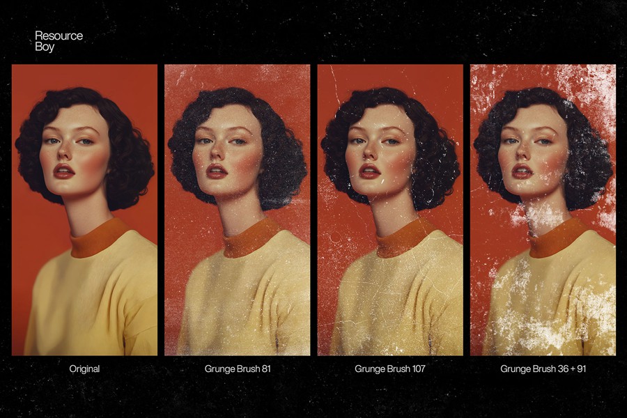 200+款复古风格做旧粗糙裂纹砂砾ps笔刷画笔设计素材 Grunge Brushes for Photoshop , sucaiwan.com