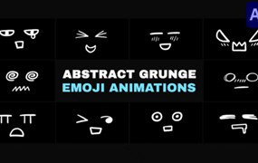AE/PR/FCPX/达芬奇模板：创意趣味MG卡通动画手绘简单线条搞怪可爱表情包
