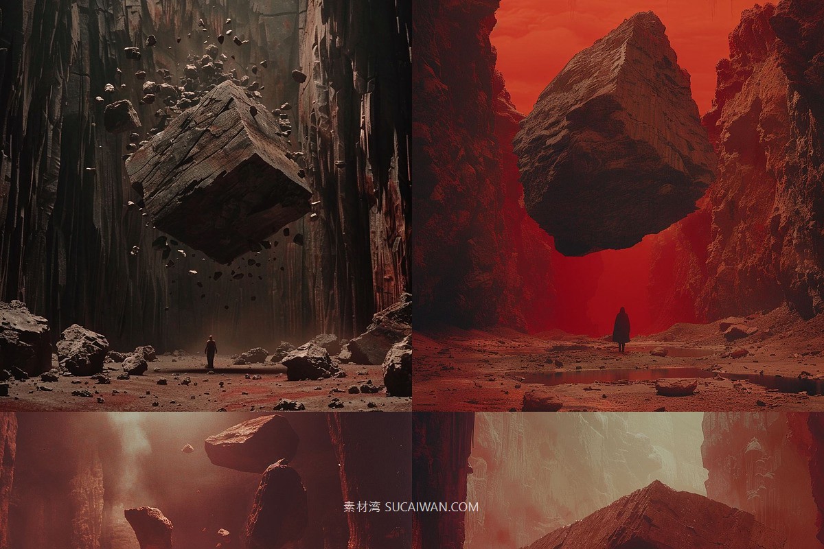 439组Ai智能Midjourney生成科幻赛博朋克风格手机电脑壁纸图片+代码咒语关键词素材 439 Midjourney Prompts for Dark Sci-fi: Vol 4 , sucaiwan.com