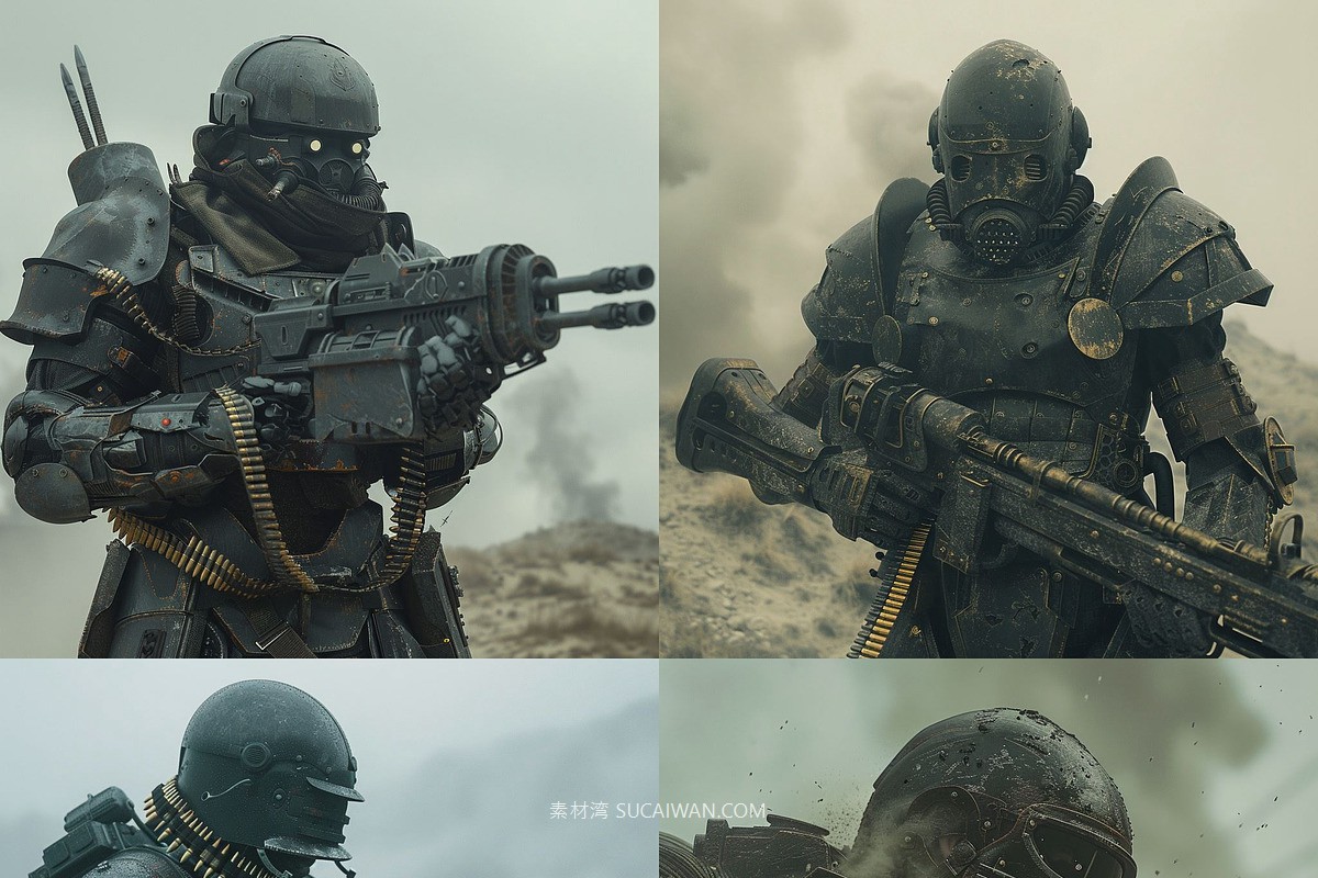 439组Ai智能Midjourney生成科幻赛博朋克风格手机电脑壁纸图片+代码咒语关键词素材 439 Midjourney Prompts for Dark Sci-fi: Vol 4 , sucaiwan.com