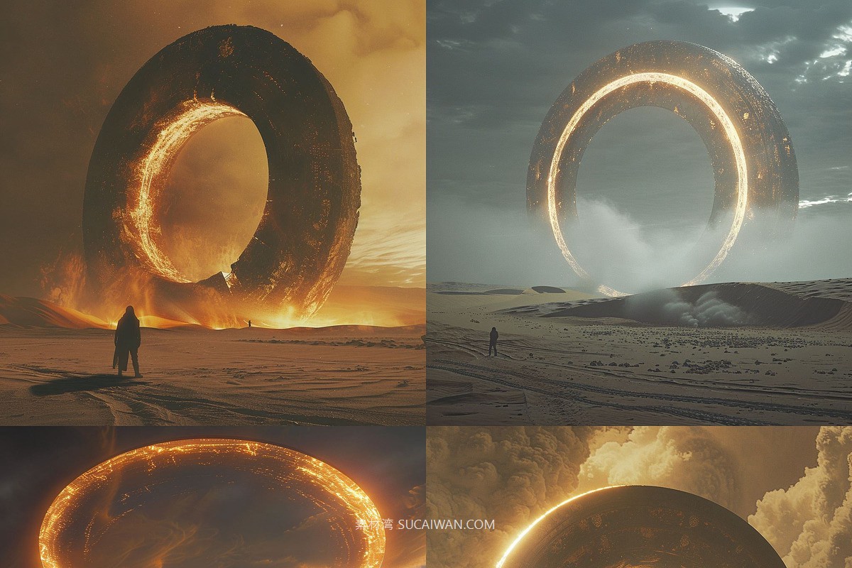 439组Ai智能Midjourney生成科幻赛博朋克风格手机电脑壁纸图片+代码咒语关键词素材 439 Midjourney Prompts for Dark Sci-fi: Vol 4 , sucaiwan.com