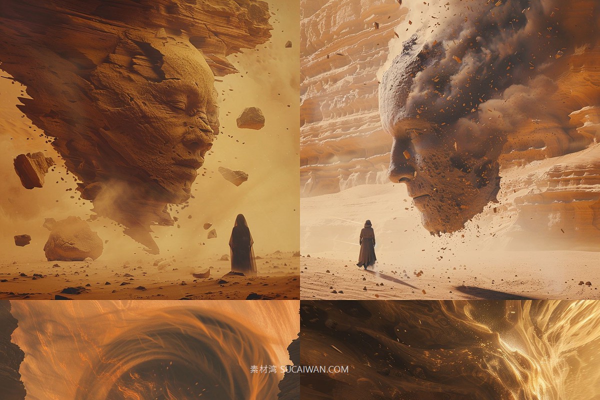 439组Ai智能Midjourney生成科幻赛博朋克风格手机电脑壁纸图片+代码咒语关键词素材 439 Midjourney Prompts for Dark Sci-fi: Vol 4 , sucaiwan.com