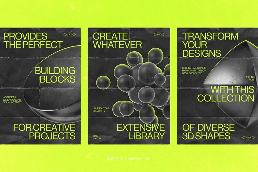 130款未来科幻3D立体抽象几何图形视觉海报png免抠背景图设计素材 130 Black 3D Elements Collection Vol.1 by Samolevsky , 第6张-素材湾丨精选海外优质设计素材资源 130款未来科幻3D立体抽象几何图形视觉海报png免抠背景图设计素材 130 Black 3D Elements Collection Vol.1 by Samolevsky , sucaiwan.com