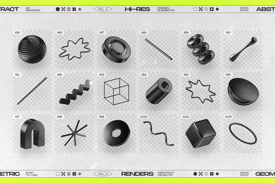 130款未来科幻3D立体抽象几何图形视觉海报png免抠背景图设计素材 130 Black 3D Elements Collection Vol.1 by Samolevsky , 第16张-素材湾丨精选海外优质设计素材资源 130款未来科幻3D立体抽象几何图形视觉海报png免抠背景图设计素材 130 Black 3D Elements Collection Vol.1 by Samolevsky , sucaiwan.com