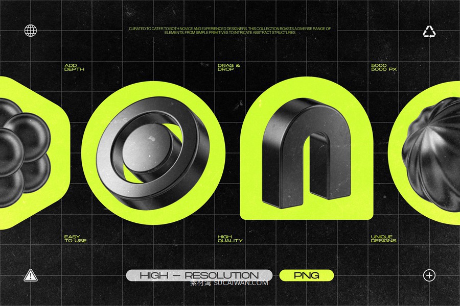 130款未来科幻3D立体抽象几何图形视觉海报png免抠背景图设计素材 130 Black 3D Elements Collection Vol.1 by Samolevsky , 第17张-素材湾丨精选海外优质设计素材资源 130款未来科幻3D立体抽象几何图形视觉海报png免抠背景图设计素材 130 Black 3D Elements Collection Vol.1 by Samolevsky , sucaiwan.com