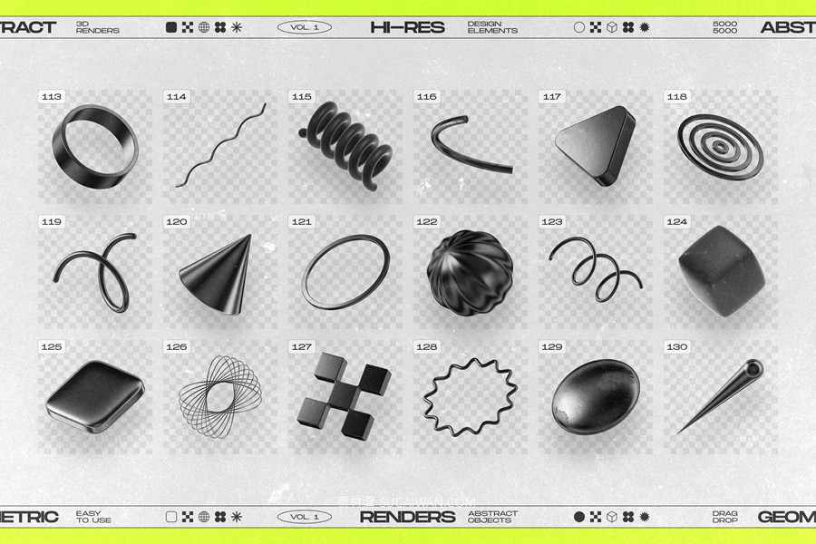 130款未来科幻3D立体抽象几何图形视觉海报png免抠背景图设计素材 130 Black 3D Elements Collection Vol.1 by Samolevsky , 第20张-素材湾丨精选海外优质设计素材资源 130款未来科幻3D立体抽象几何图形视觉海报png免抠背景图设计素材 130 Black 3D Elements Collection Vol.1 by Samolevsky , sucaiwan.com