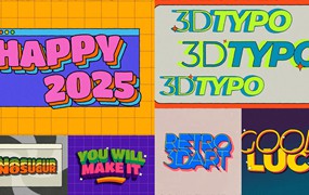复古创意趣味卡通风格3D彩色标题排版动画AE模板 Creative Typo